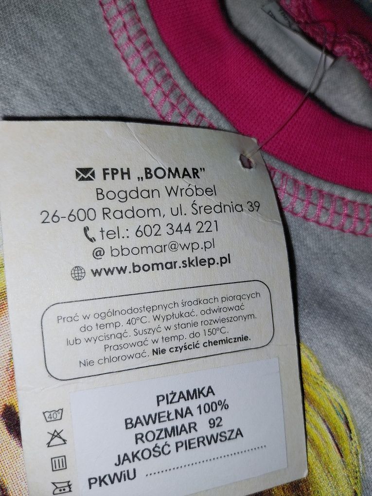 Piżamy nowa 92 cm dziewczyna