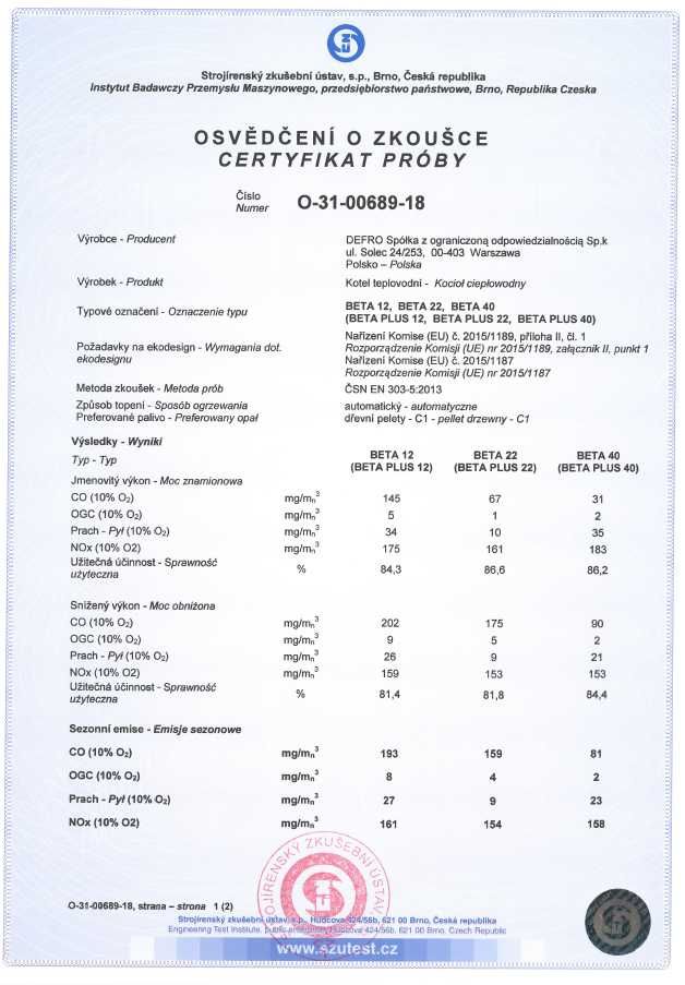 Kocioł, piec na pelet DEFRO Beta Plus z Ecodesign