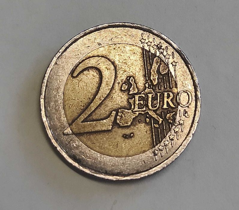 Moeda 2 euros 2001 com erro de cunhagem