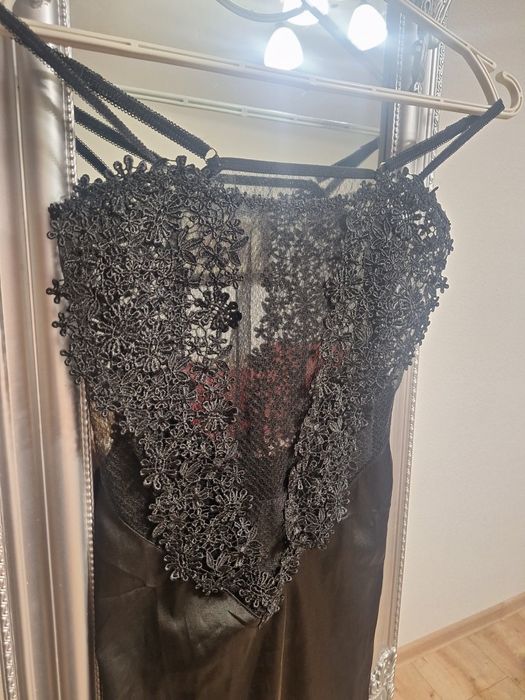 Сексуальный прозрачный кружевной пенюар платье атлас