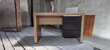 Biurko z okleiny Zebrano + lakierowany MDF | 120x70 cm | Blum | Design
