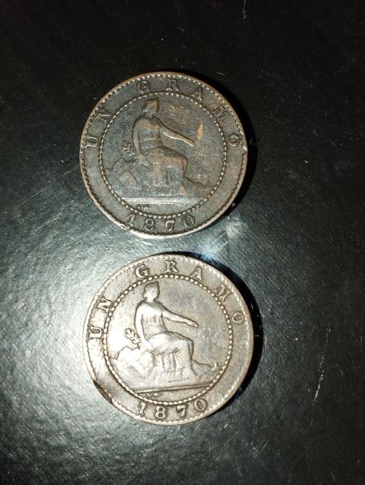 Moedas de 1 Cêntimo 1870 Espanha