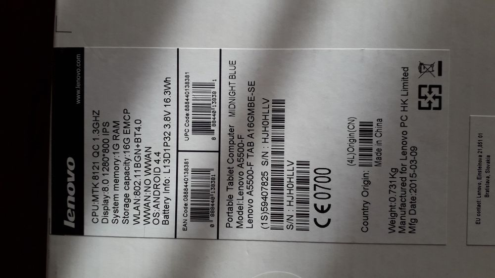 Tablet marca Lenovo A8