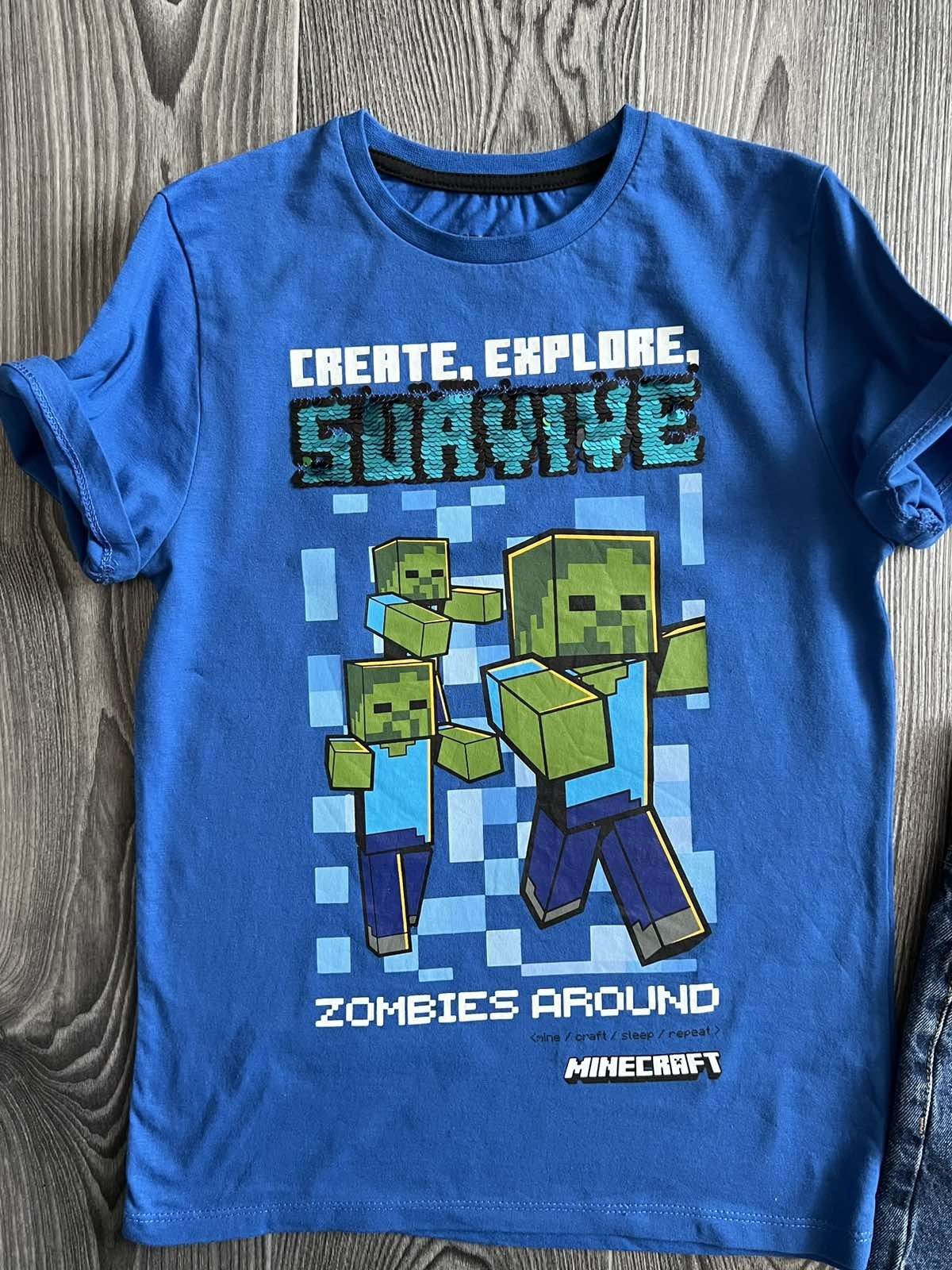 Шорты и футболка Minecraft. Возраст 7 - 8 лет.