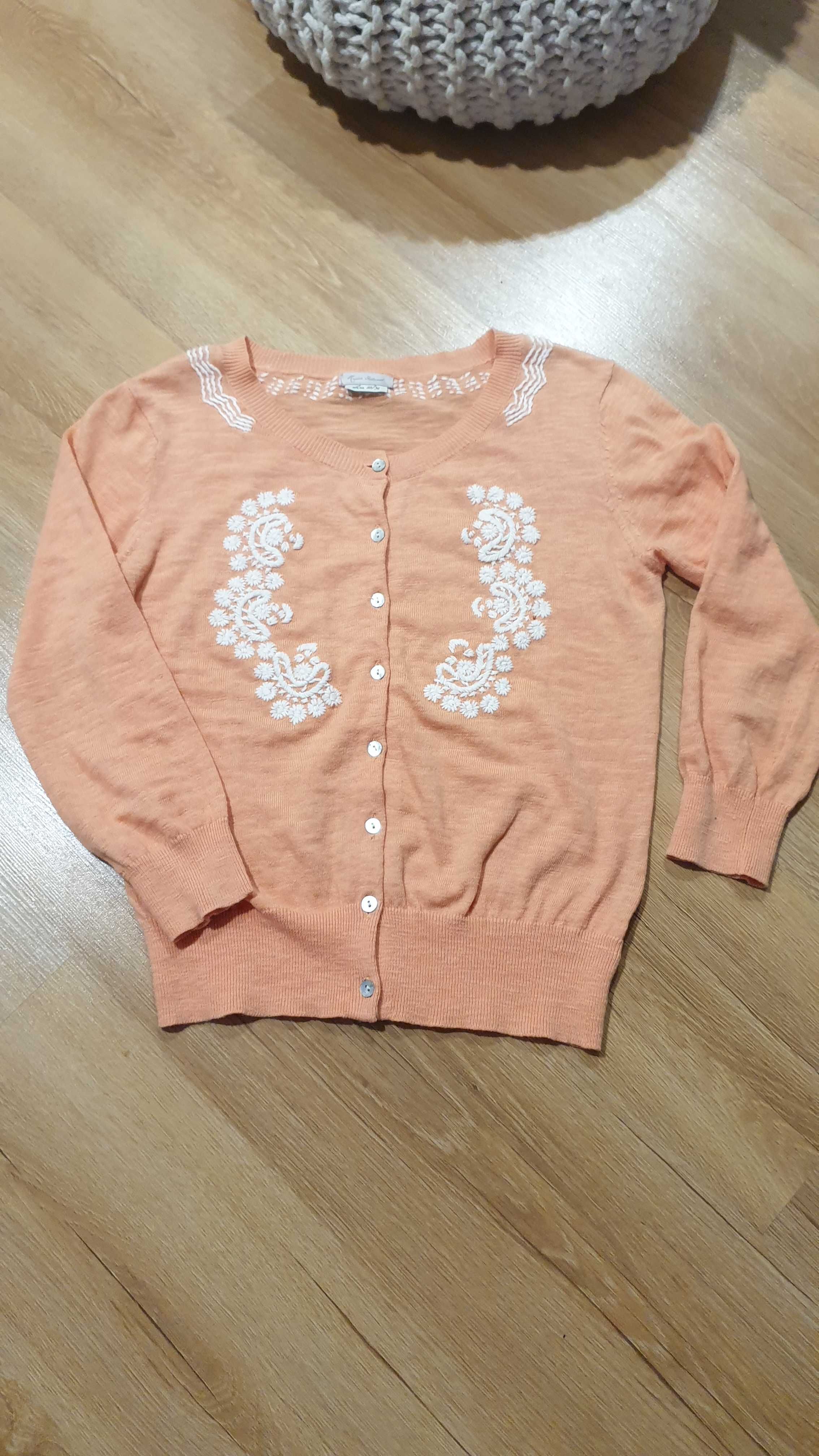 Sweter River Island 100%Bawelna rozpinany pastelowy pomarancz losos