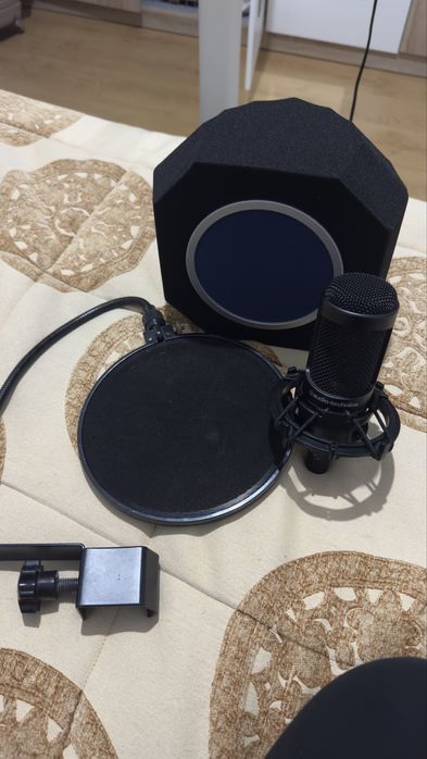 Microfone AT2035 + pop filter + Microphone Wind Screen