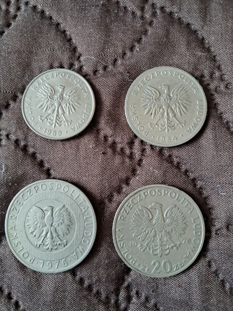 Monety 20 złotych PRL 4 sztuki lata70te i 80te