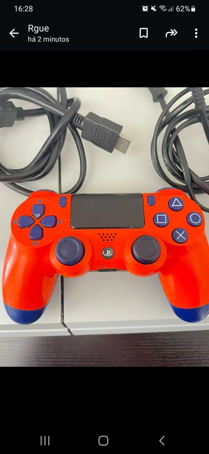 Ps4 Branca Slim 500 Gigas Comando Laranja