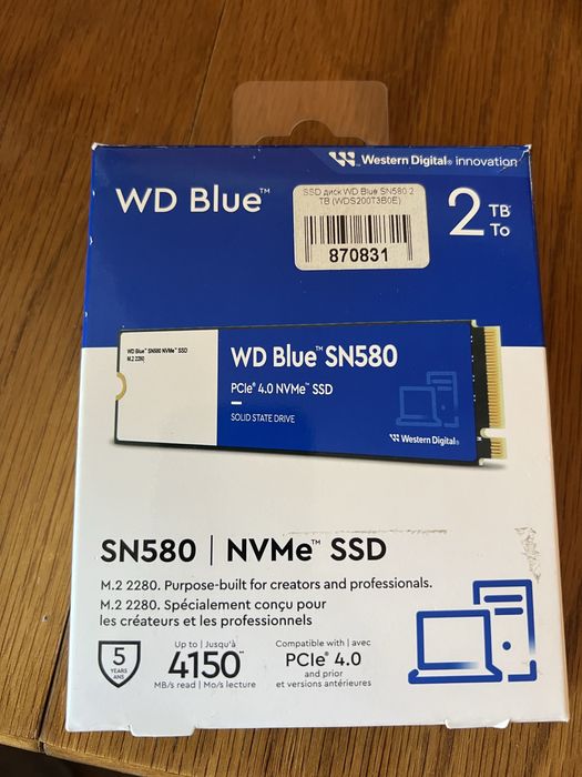 Накопичувач SSD M.2 2280 2TB SN580 Blue WD