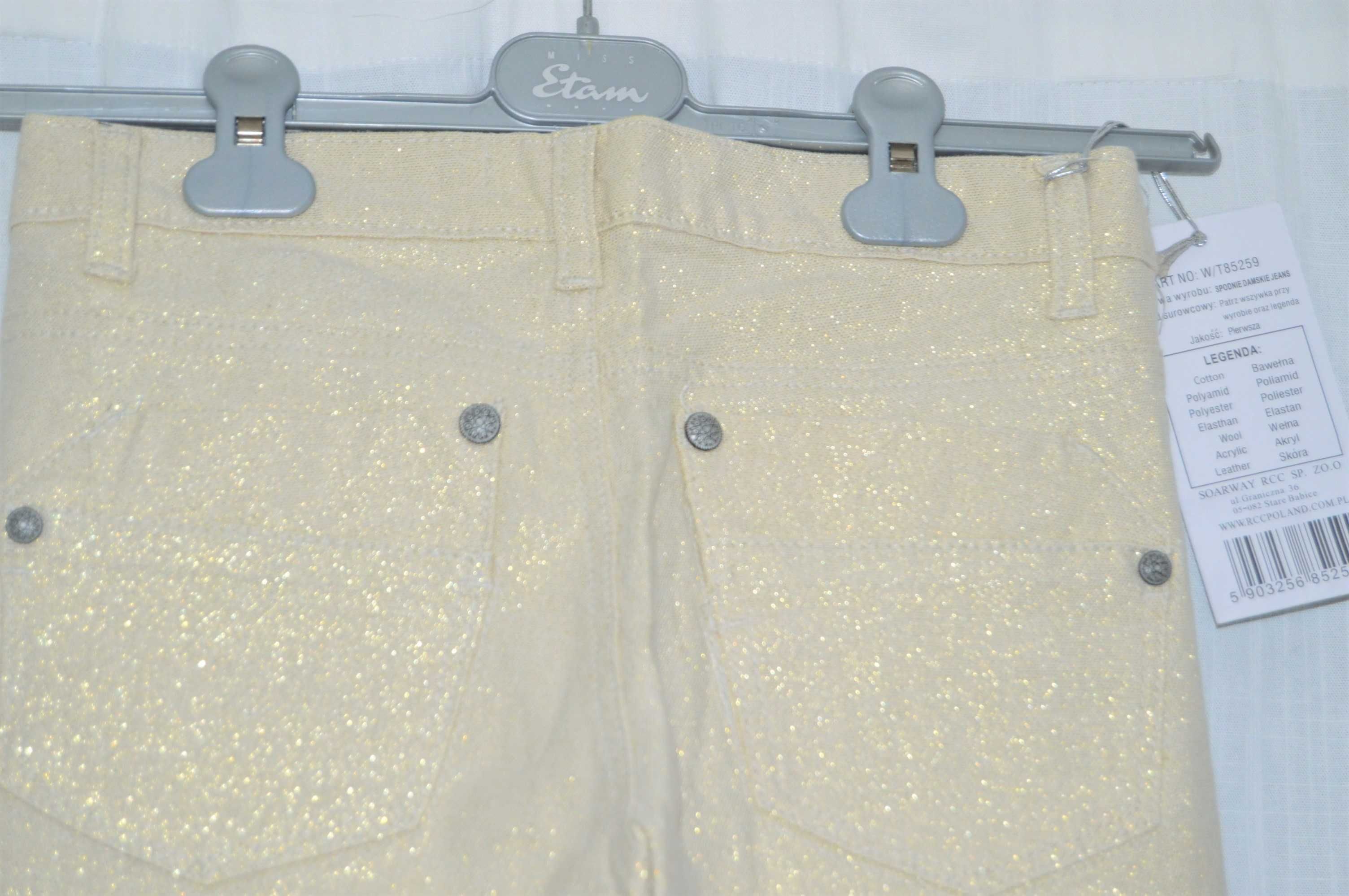 beżowe bermudy spodenki szorty jeans złote kremowe nude 34 xs dżinsowe