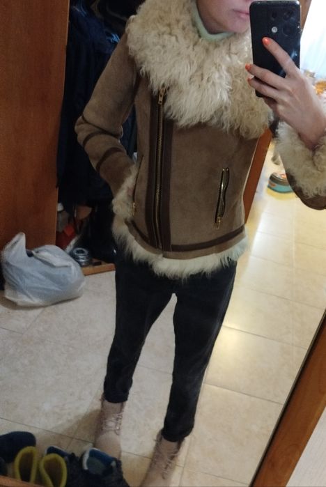 Дублёнка, натуральная замша и мех.