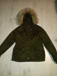 Zara kurtka parka zielona XS 34 khaki podszewka 164