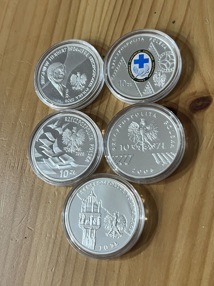 Zestaw srebrnym monet 10 zlotowych