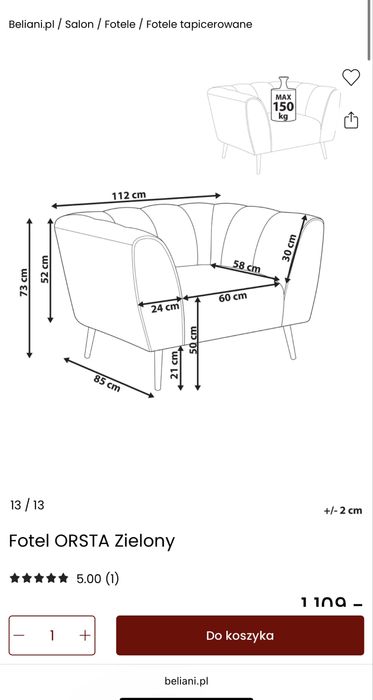 Fotel tapicerowany zielony khaki
