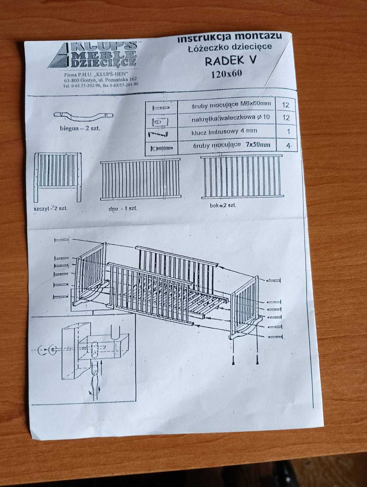 Łóżeczko dziecięce Radek V 120x60cm + materac