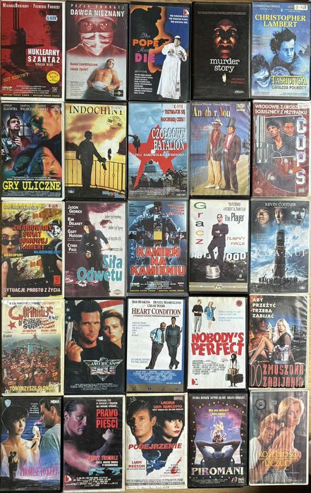 Zestaw kaset VHS, różne gatunki filmowe (13-18).