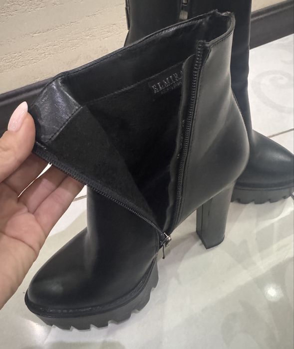 Ботильоны кожанные на каблуке