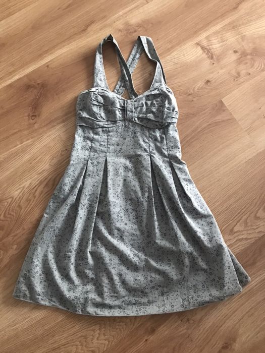 Letnia sukienka na ramiączkach, szara w kwiaty, Tally Weijl, XS