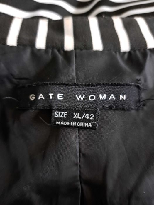 Krótka damska marynarka, żakiet, w czarno białe pasy ,rozm. XL