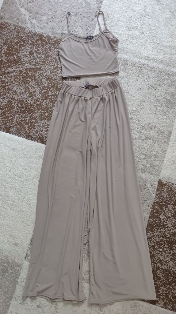 Zwiewny komplet luźne spodnie + top Wassyl  M/L beżowy