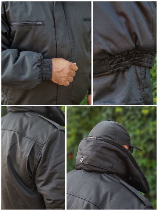 Бушлат утеплений Чорний для охорони / Куртка ОЗФ утеплена Чорна