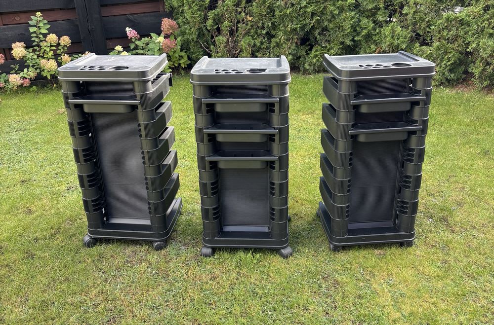 3 wózki pomocnicze, fryzjerskie, na kółkach