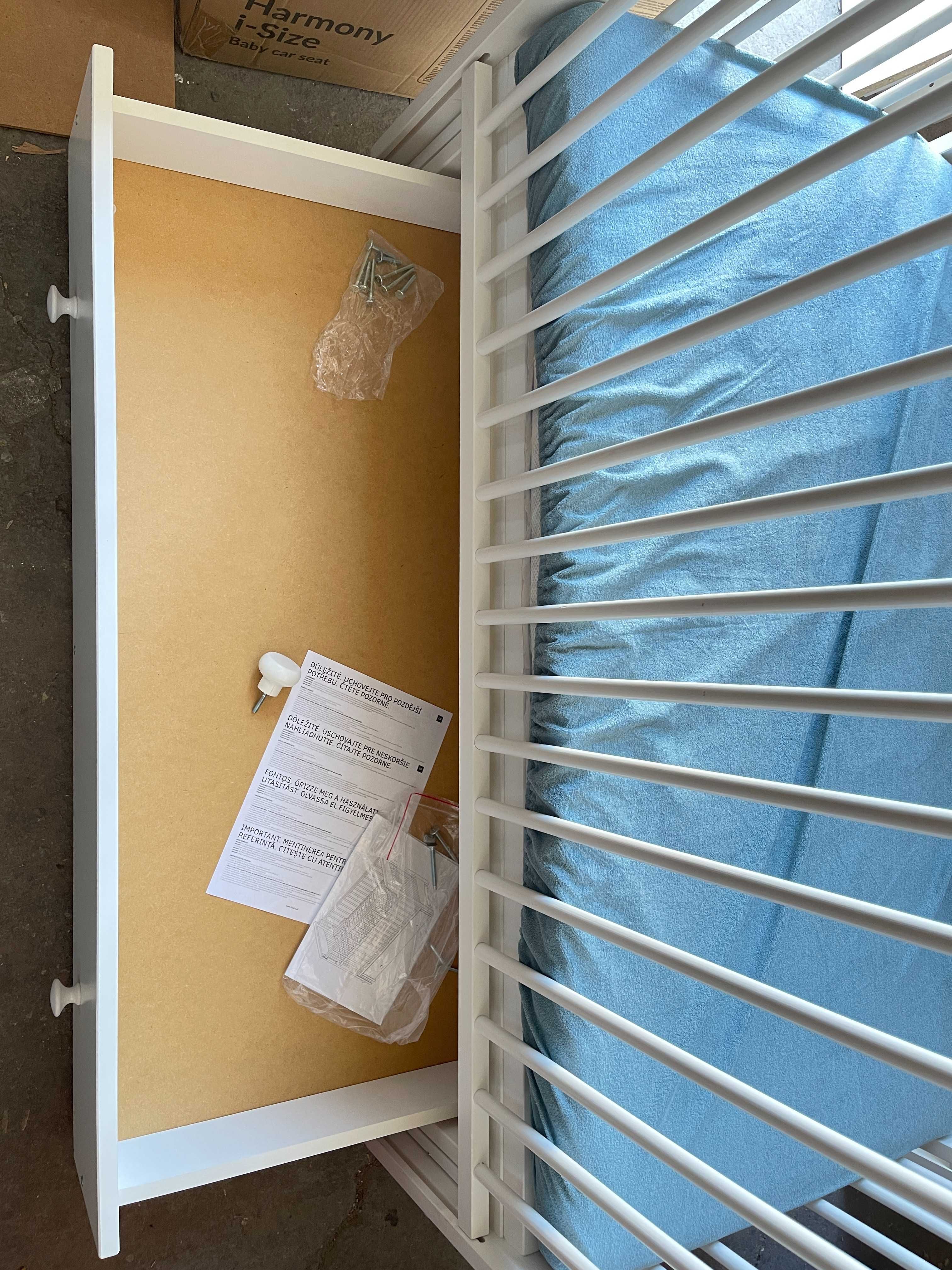 Łóżeczko Klupś LUNA z szufladą, funkcją kołysania i szufladą NOWE