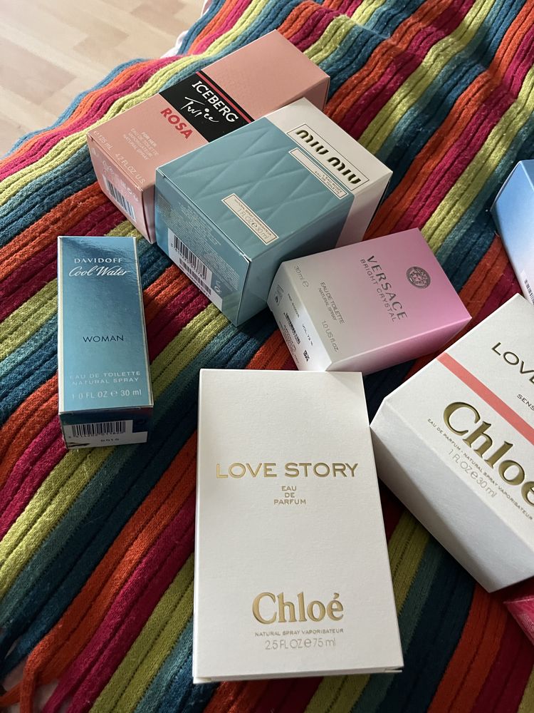 Opakowania po perfumach Chloe Miu Miu Armani