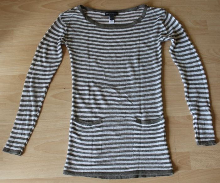 Sweter - tunika w paski z kieszeniami, MANGO Casual Sportswear, S/M