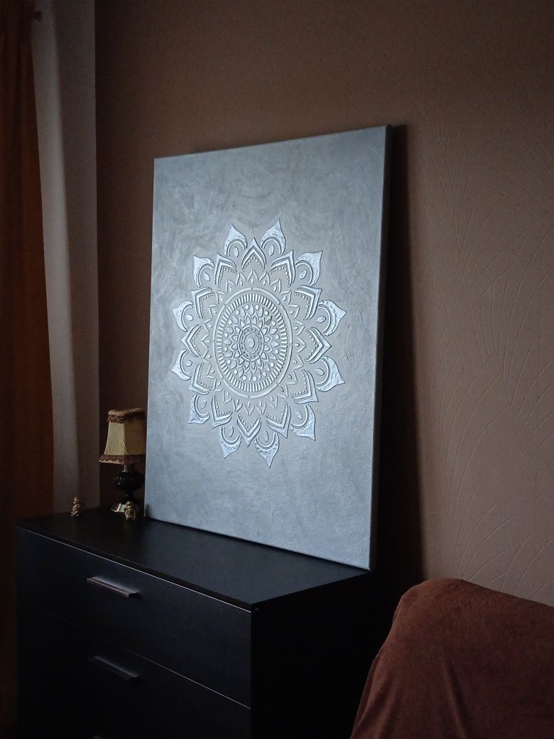 Obraz Mandala strukturalny 3D,  ręcznie malowany ,Anna Ejsmont