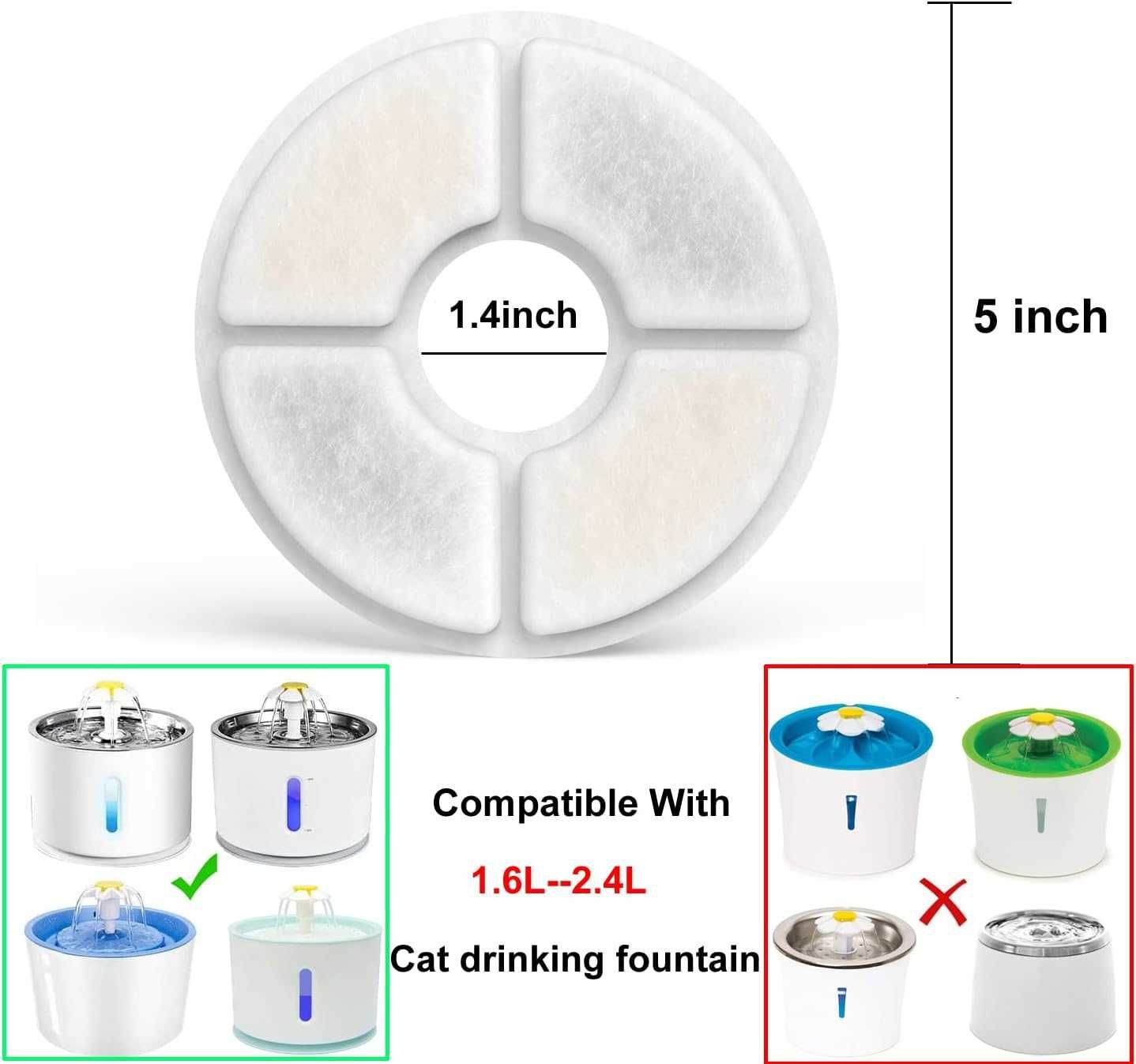 8-pak filtrów z węglem aktywnym do fontanny dla kota