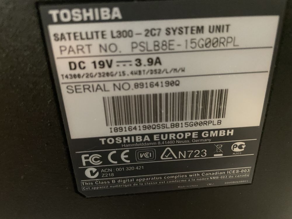 Laptop Toshiba Sattelite L300