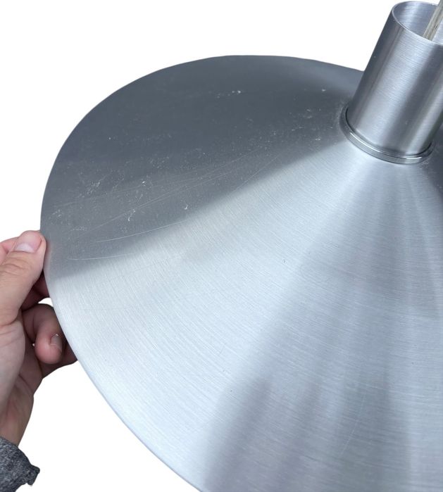 duńska lampa wisząca srebrna dania retro prl space Age