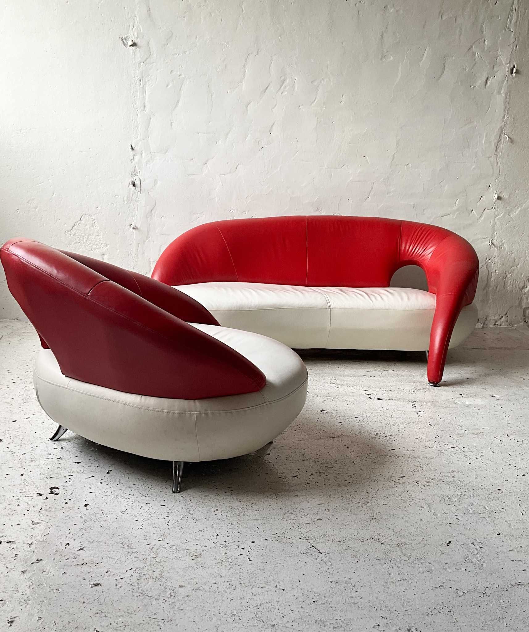 Fotel i sofa z lat 90 skóra vintage design