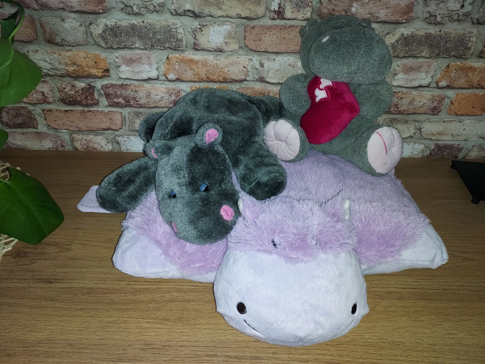 Zestaw trzech hipopotamów, hipopotam, hipcia maskotka poduszka skrytka