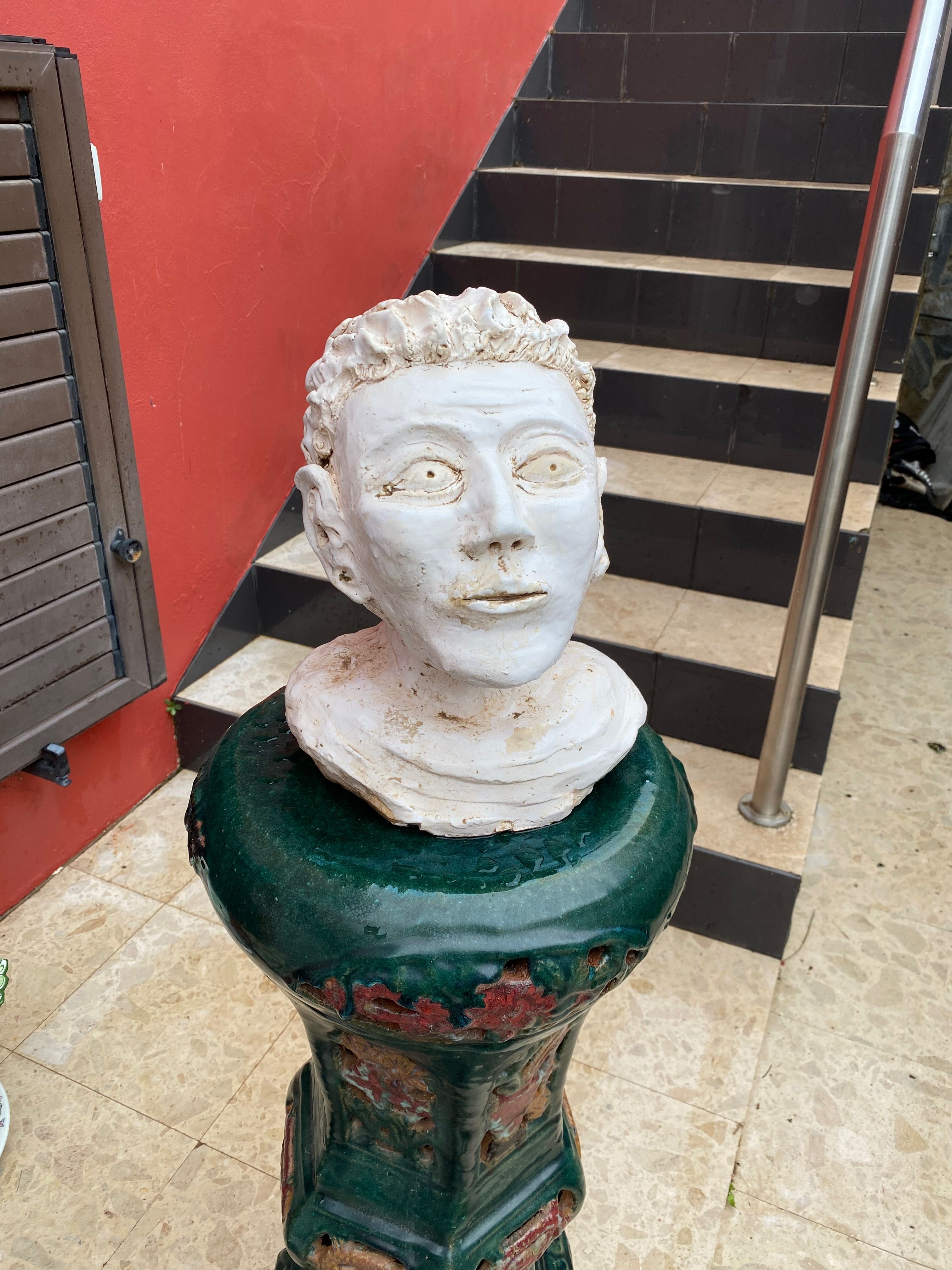 Escultura Cerâmica monocromática Maria Luísa Fragoso Marcada 26 cm