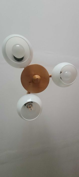 Komplet oświetlenie, żyrandol ,kinkiety, klosze-kule białe szklane