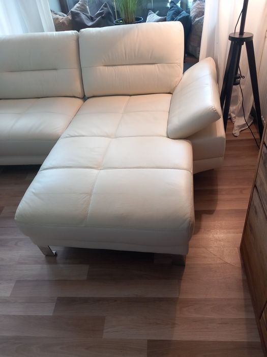 Nowa skórzana naturalna sofa z leżanką Ecru/ beż z Hoffner Niemcy