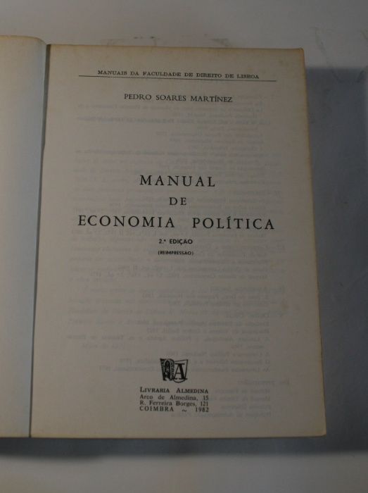 Livro: Manual de Economia Politica - Pedro Soares Martinez