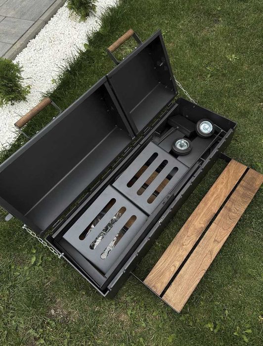 Мангал з кришками для барбекю метал 5 мм на 13 шампурів