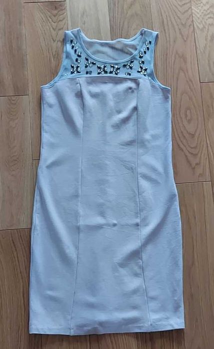 sukienka pudrowy róż cekiny midi S cudo!