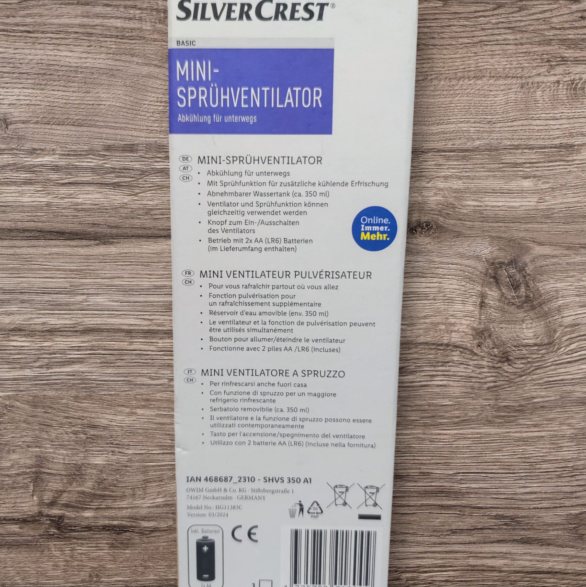 Mini wentylator z natryskiem SilverCrest