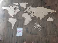 Drewniana mapa świata 250x125cm