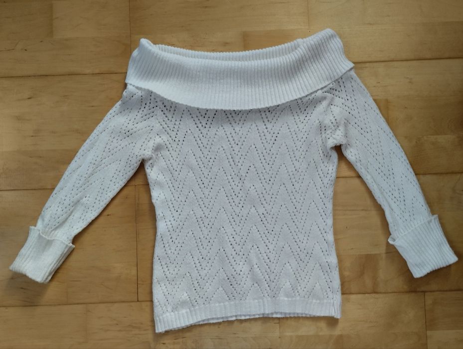 Sweter biały i różowy