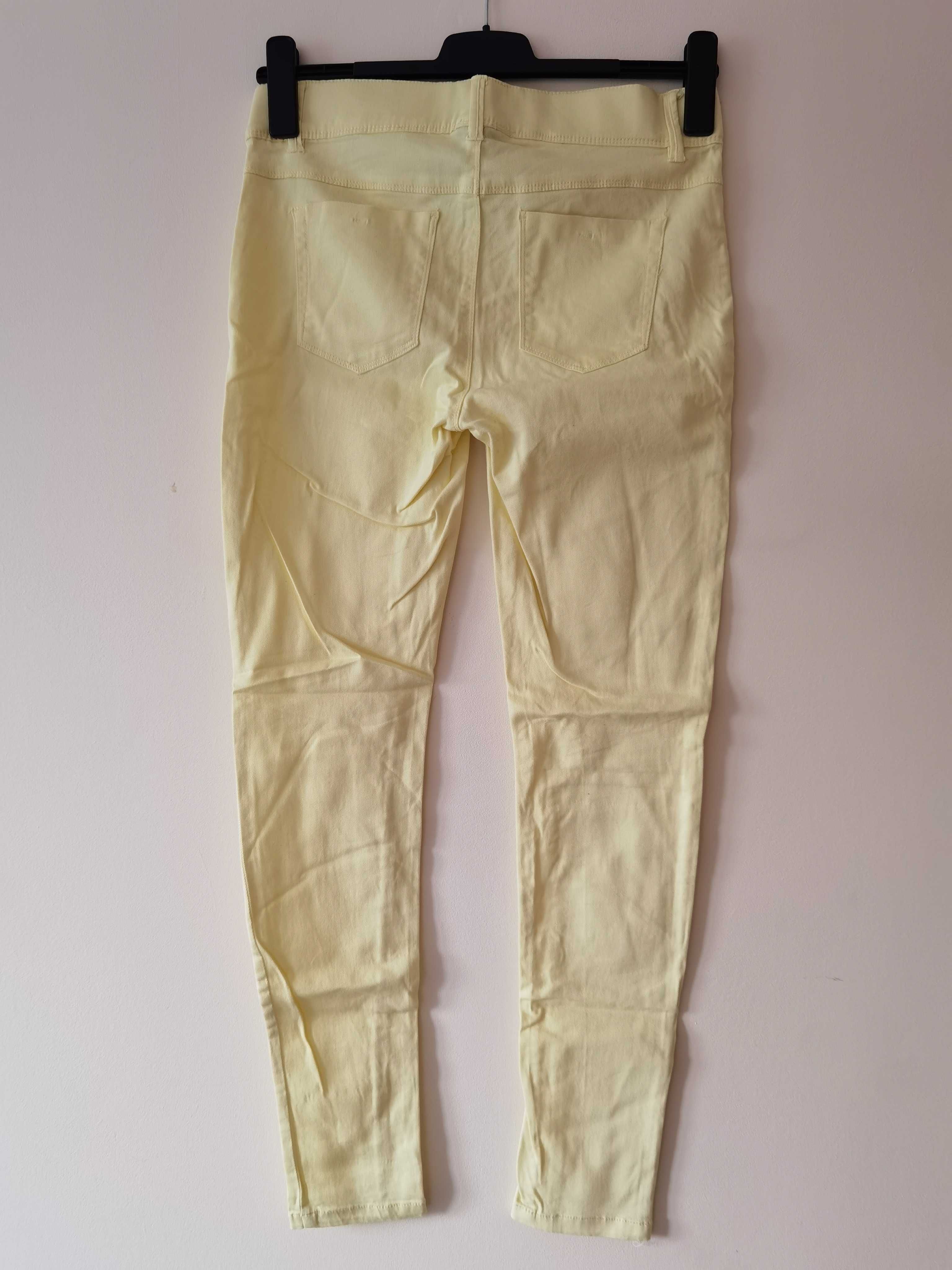 Żółte jasne rurki spodnie na gumce bawełniane jeansy Takko Fashion L