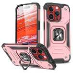 Pancerne etui z uchwytem na palec do iPhone 15 Pro Max - różowozłote