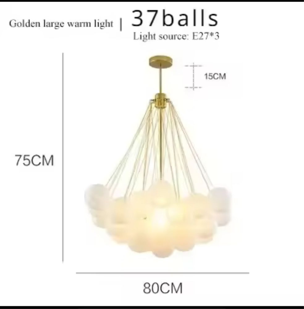 Żyrandol lampa 36 kulki bubble do salonu szklane led wisząca