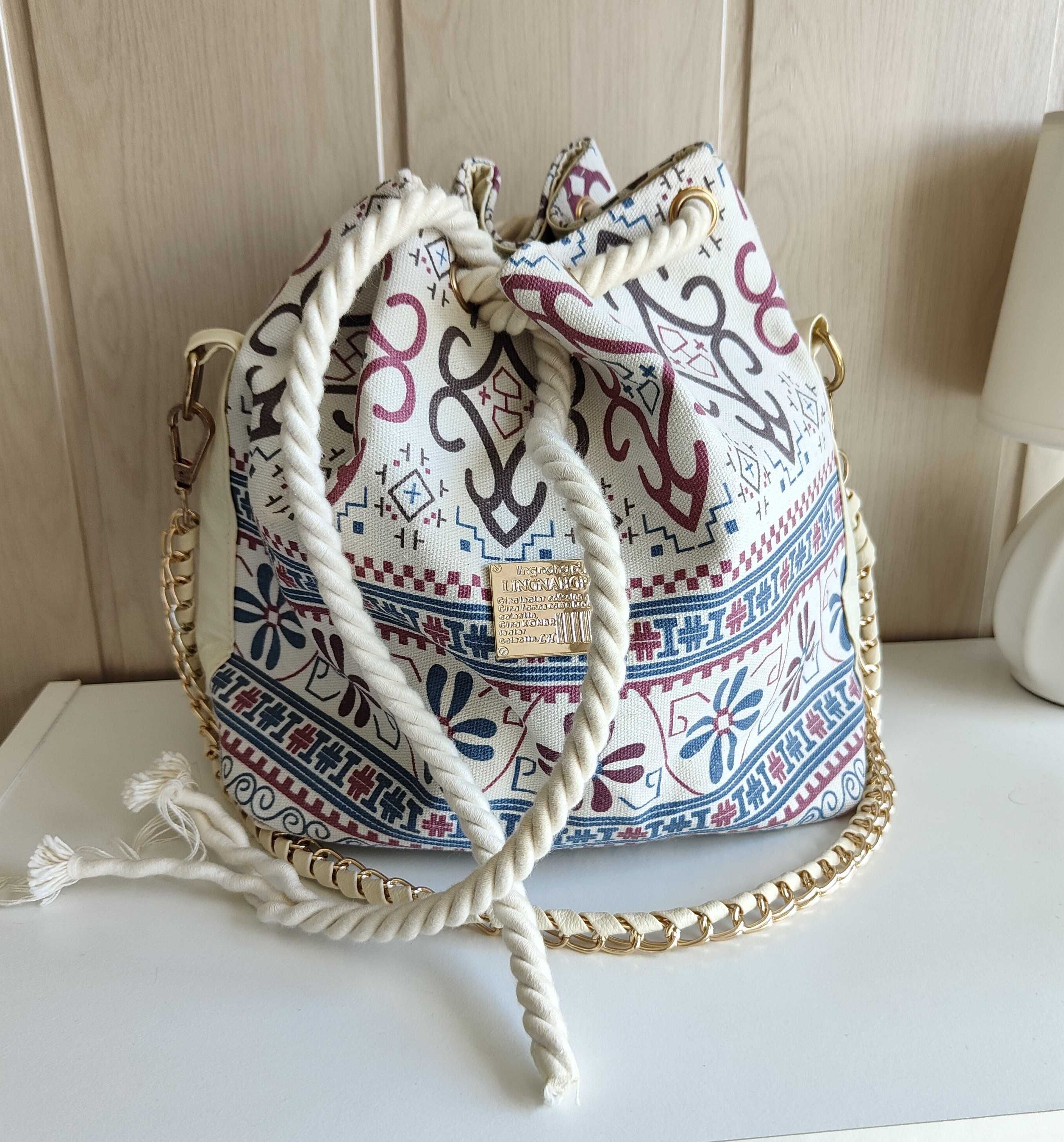 Mała torebka worek na lato wzór boho bohemian orient festival
