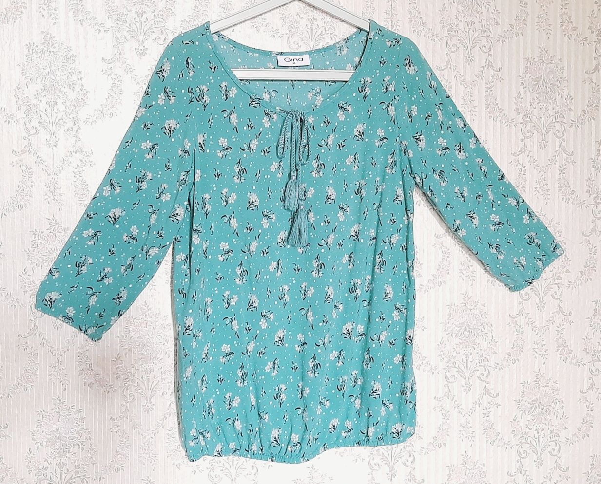 Женская кофточка/блуза/блузка на завязках с кисточками цвет ментол