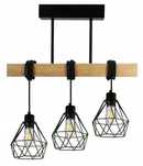 Lampa sufitowa wisząca LED z drewnianą belką i diamentowym wzorem